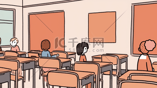 教室里认真听课的学生插画