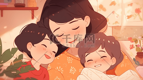 2024母亲节与母亲拥抱与孩子拥抱亲子海报背景
