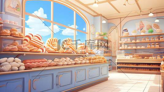 美味粒子插画图片_面包店早餐店美味面包7