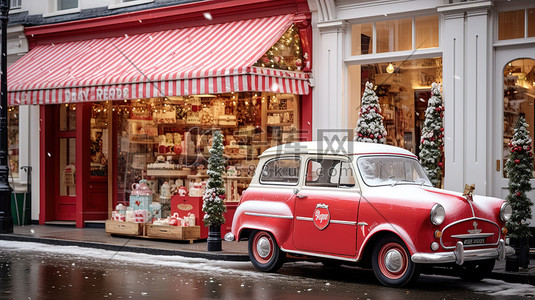 圣诞装饰的商店复古汽车1
