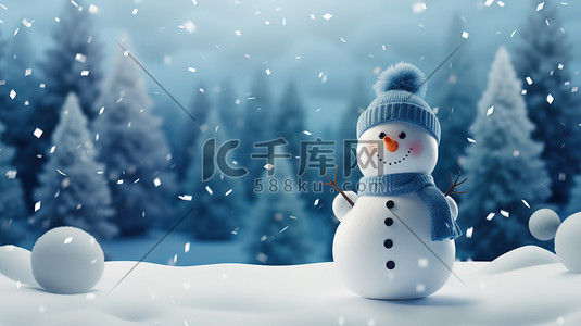 冬天可爱的雪人插画图片_冬天可爱的雪人治愈系1
