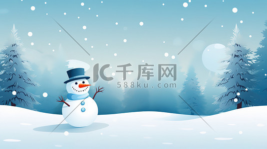 冬天可爱的雪人插画图片_冬天可爱的雪人治愈系4