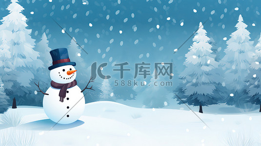 冬天可爱的雪人插画图片_冬天可爱的雪人治愈系8