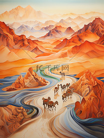 丝绸之路山脉行走的骆驼10