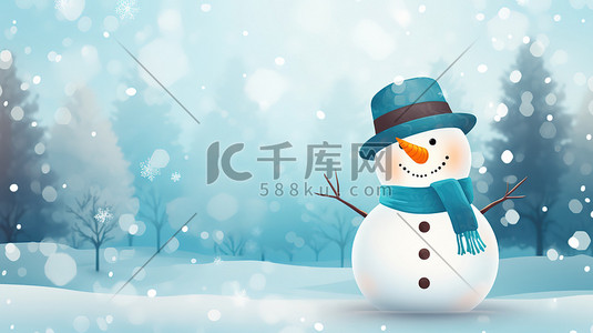 冬天可爱的雪人插画图片_冬天可爱的雪人治愈系9