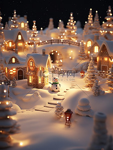 数字艺术雕插画图片_沙雕城堡圣诞雪人夜色10