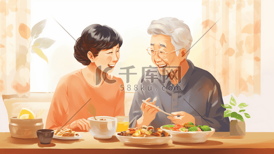 回家陪老人吃饭插画6