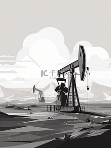 石油插画图片_石油开采剪影插画11