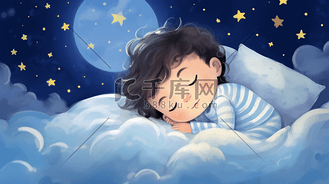 睡梦中可爱孩童插画8