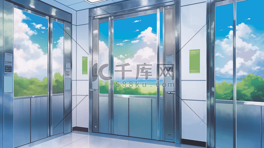 电梯电梯插画图片_商务电梯楼道插画8