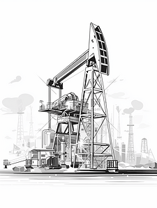 石油的用途插画图片_石油开采剪影插画6