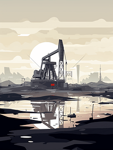 石油开采剪影插画12