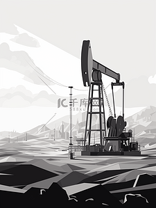 石油开采剪影插画5