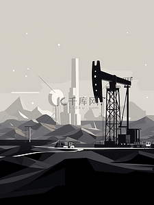 石油的用途插画图片_石油开采剪影插画4