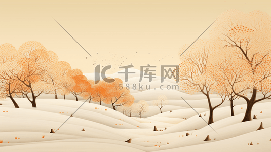 橙色冬季雪景插画21