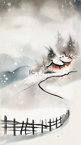 肌理磨砂冬景雪景插画