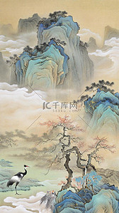 国画山水插画图片_国风山水国画山水