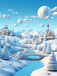 冬天城堡插画图片_圣诞节日气氛的城堡冬天雪景3