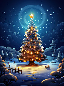 圣诞树矢量插画图片_圣诞节巨大的圣诞树4