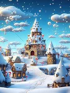 圣诞节日气氛的城堡冬天雪景12