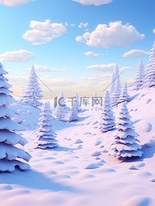 圣诞雪景海报插画图片_巨大的松树圣诞气氛5