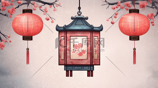中国风春节灯笼装饰插画3矢量插画