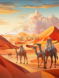 沙漠骆驼丝绸之路15插画插画素材