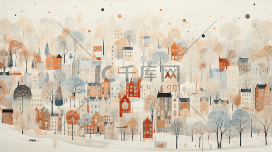 大雪笼罩的城市背景插画20插画海报