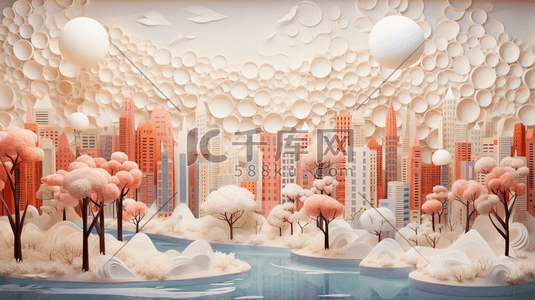 大雪笼罩的城市背景插画35矢量插画
