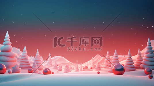 冬季圣诞节雪景装饰插画24插画设计
