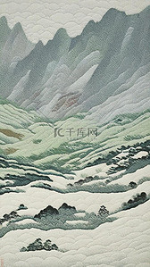 中国风纹理质感插画图片_中国风刺绣纹理山水插画插画图片
