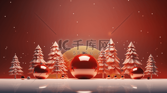 冬季圣诞节雪景装饰插画14插画设计