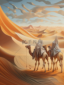 沙漠骆驼丝绸之路19插画插画素材