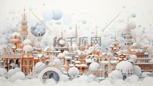 大雪笼罩的城市背景插画32插画海报