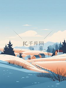被雪覆盖的树木插画图片_白雪皑皑被雪覆盖的树木6插画插画素材