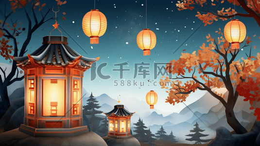 中国风春节灯笼装饰插画21插图
