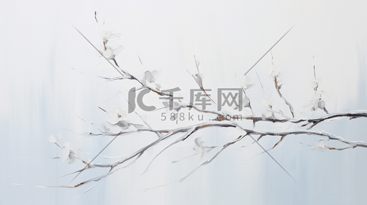 中国风古风油画质感树枝插画2