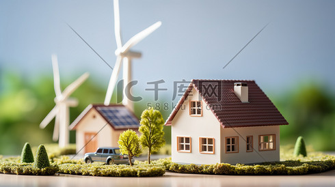 新能源房屋和风力发电概念场景13插画插画素材