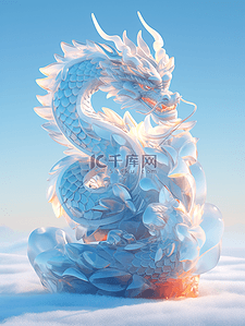 图案细节插画图片_龙年玻璃手绘水晶龙插画