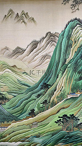 看江山如此多娇插画图片_中国风刺绣纹理千里江山图插画素材
