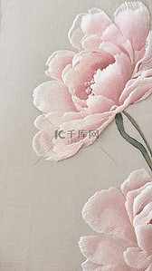 国风粉色牡丹刺绣纹理插画14插画海报
