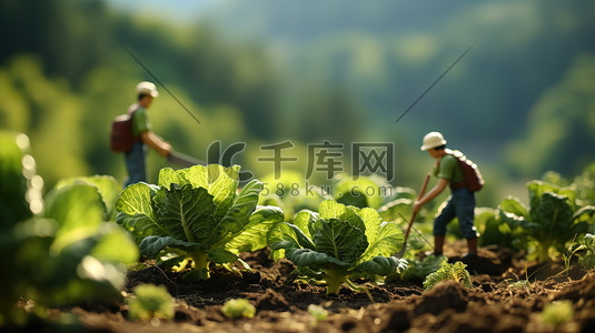 微创意摄影菜地写实农民人物8矢量插画