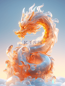 水晶手绘插画图片_玻璃水晶龙手绘插画龙年