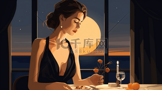 参加酒会的女士插画19