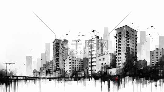水彩质感城市建筑插画33