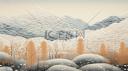 唯美冬季雪景插画图片_唯美冬季雪景小清新插画4