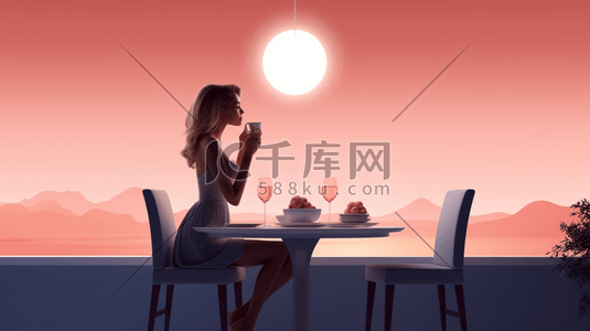 谢谢参加插画图片_参加酒会的女士插画12