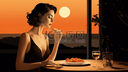 快来参加吧插画图片_参加酒会的女士插画18