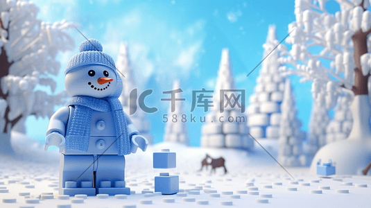 创意雪人插画图片_冬季创意雪人雪景插画16