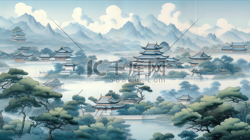 千里江山图中国风插画10